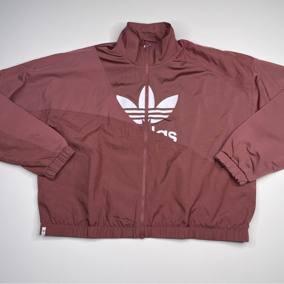 Adidas Track Jacket Full Zip Trefoil Mauve Outdoor Athletic Street Running New - Picture 1 of 16